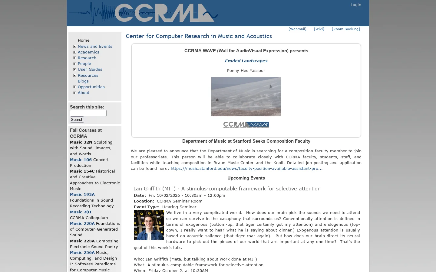 CCRMA Homepage screenshot