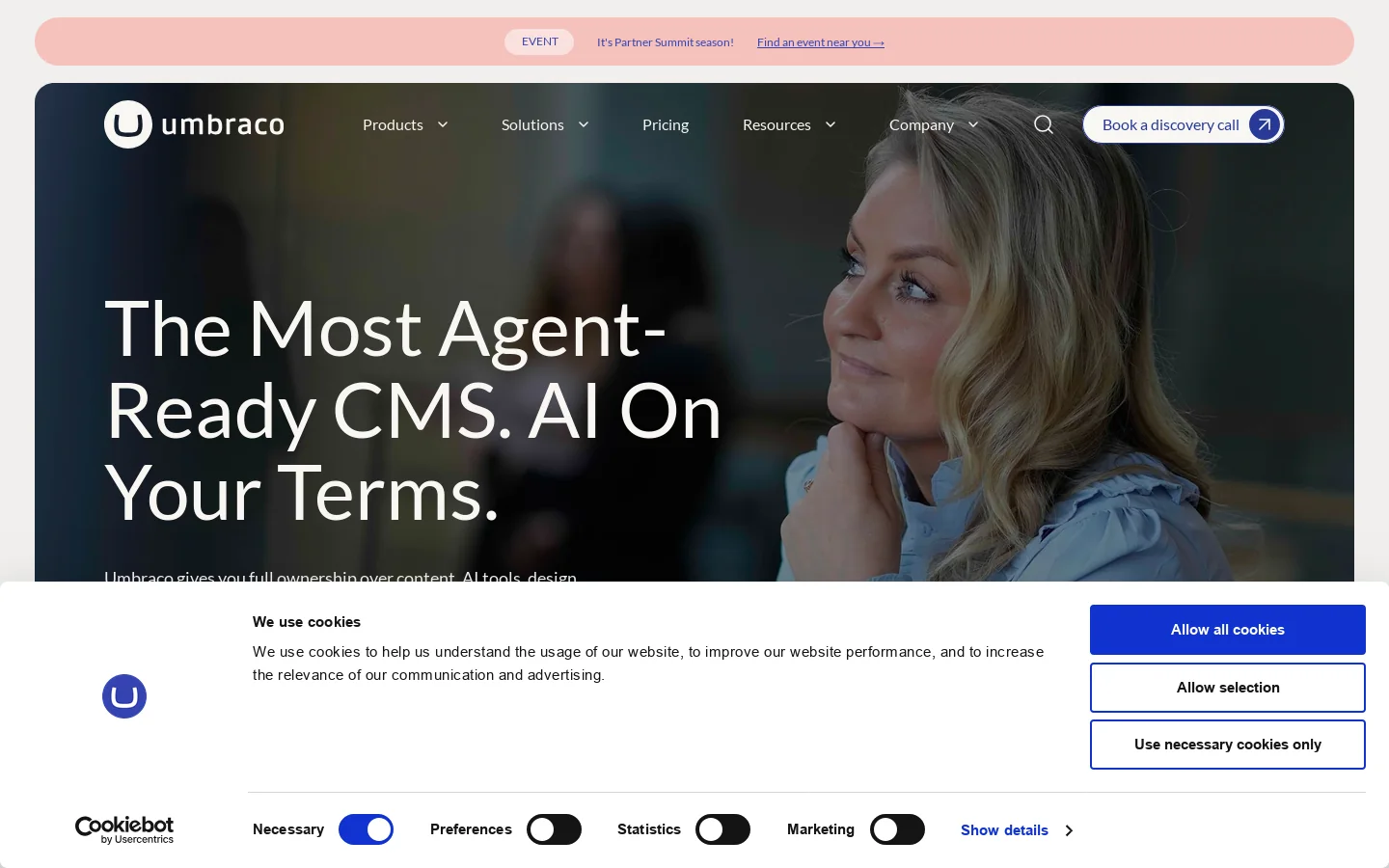 Umbraco CMS Homepage screenshot
