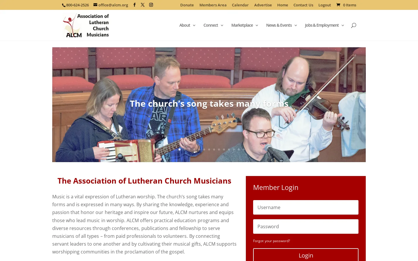 Home Page - Association of Lutheran Church Musicians Homepage screenshot