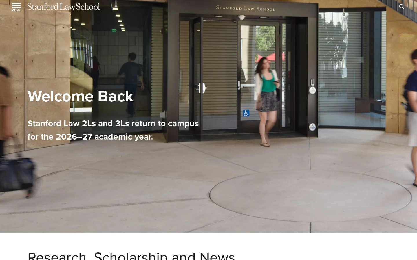 Welcome to SLS - Stanford Law School Homepage screenshot