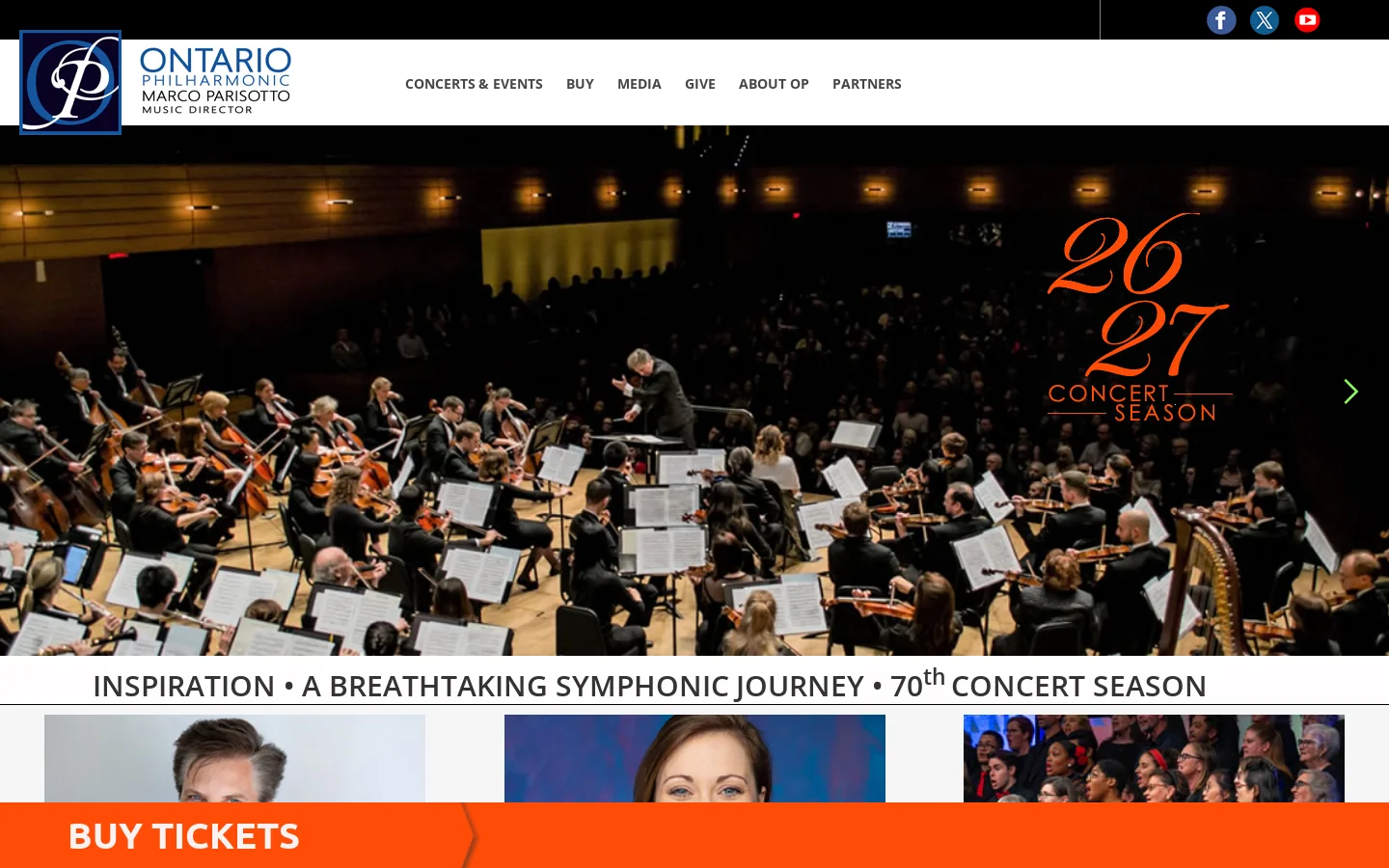Ontario Philharmonic Orchestra Homepage screenshot