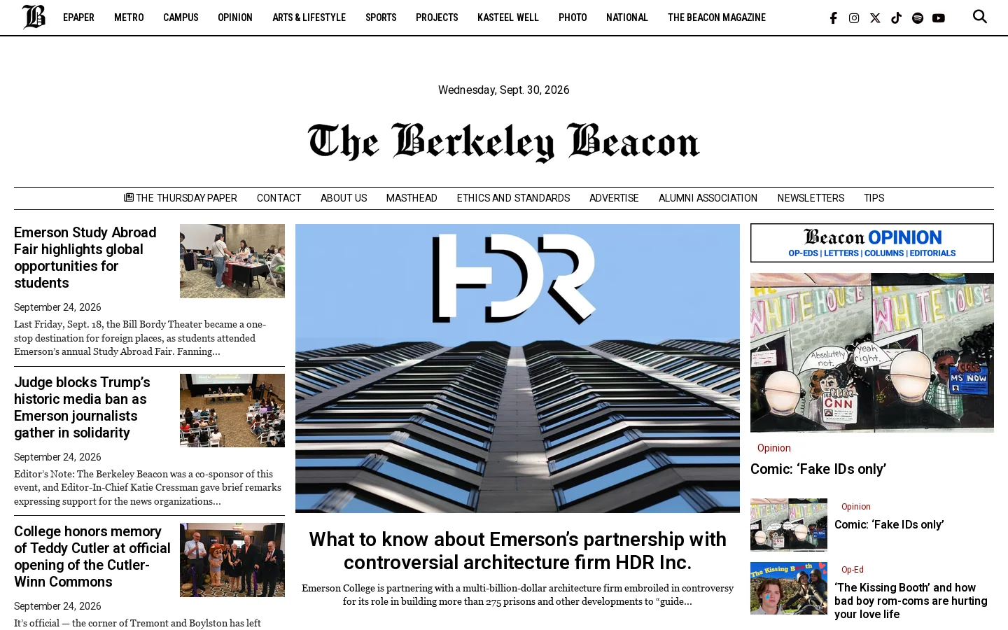 The Berkeley Beacon - Emerson College’s only independent, student-run newspaper since 1947 Homepage screenshot