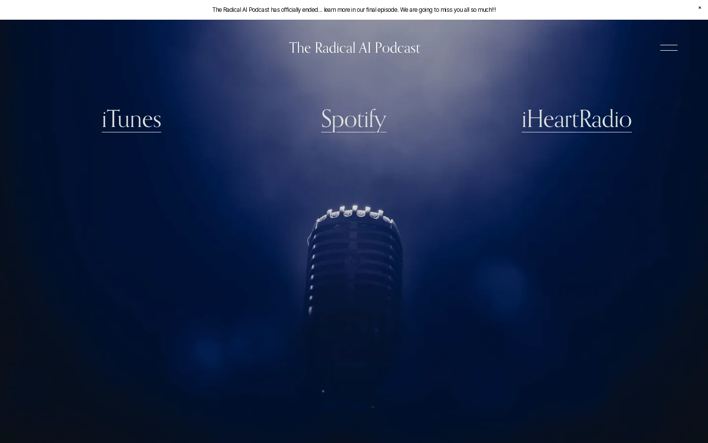 The Radical AI Podcast Homepage screenshot