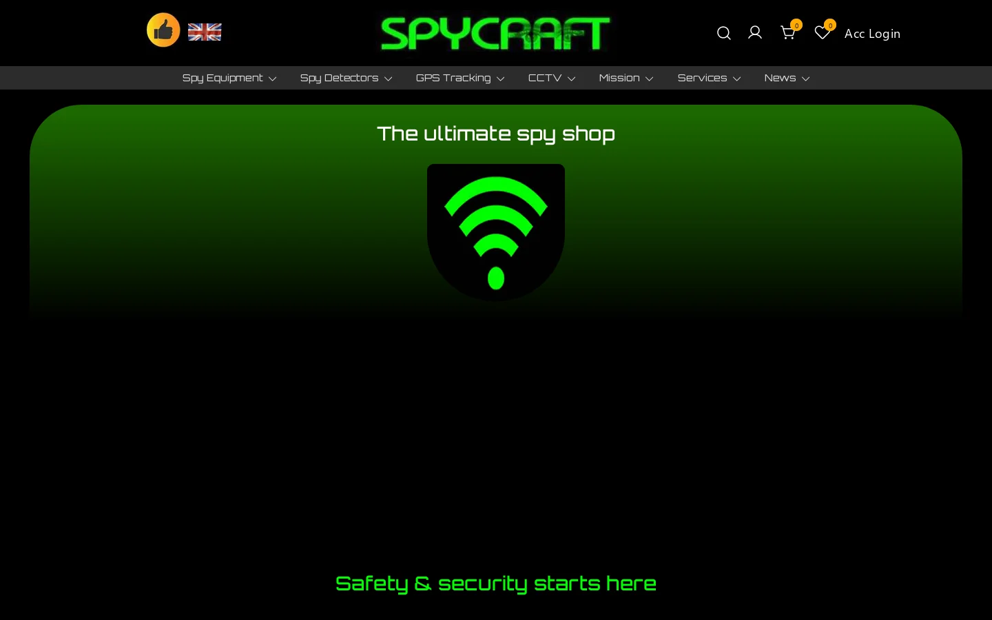 Spycraft UK Homepage screenshot