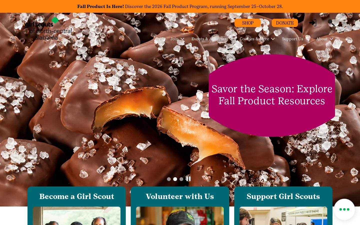 Girl Scouts of North-Central Alabama Homepage screenshot