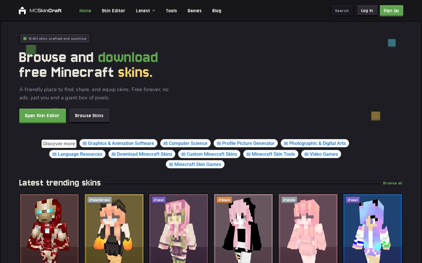 mcskincraft Homepage screenshot