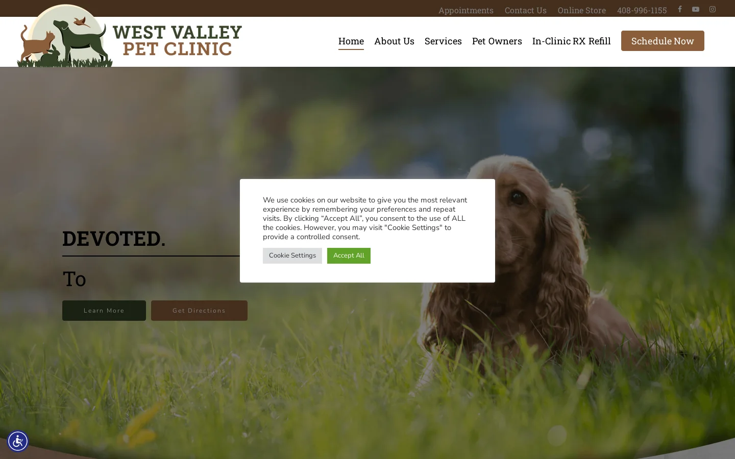 West Valley Pet Clinic Homepage screenshot