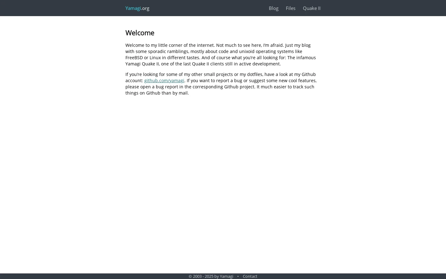Yamagi.org Homepage screenshot
