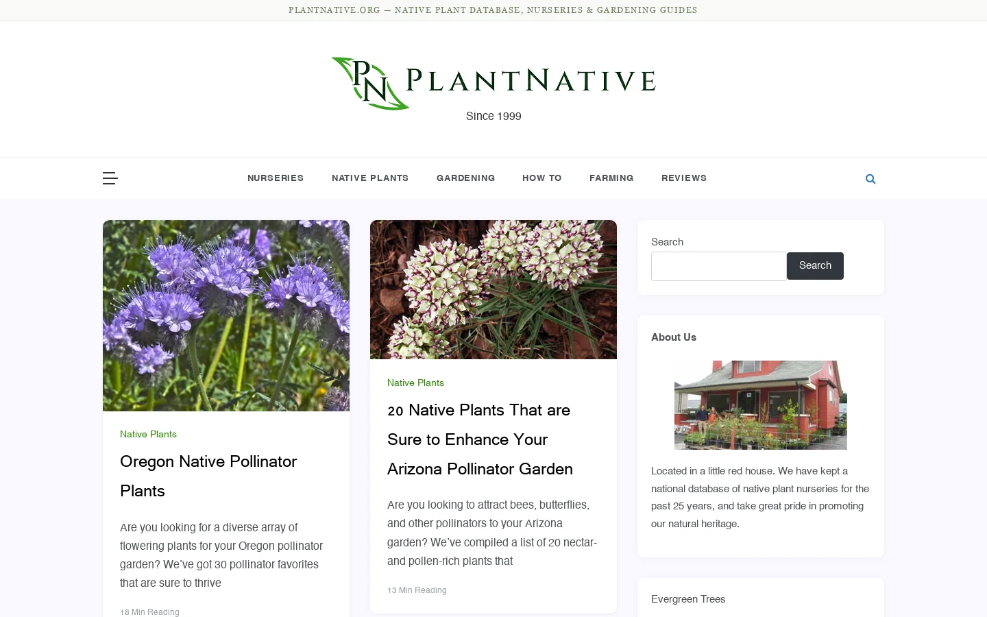 PlantNative.org Homepage screenshot