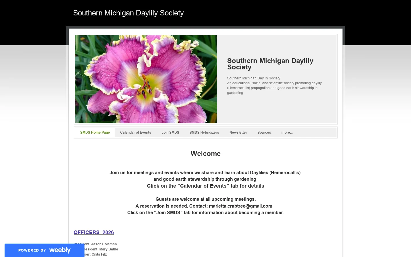 Southern Michigan Daylily Society - SMDS Home Page Homepage screenshot
