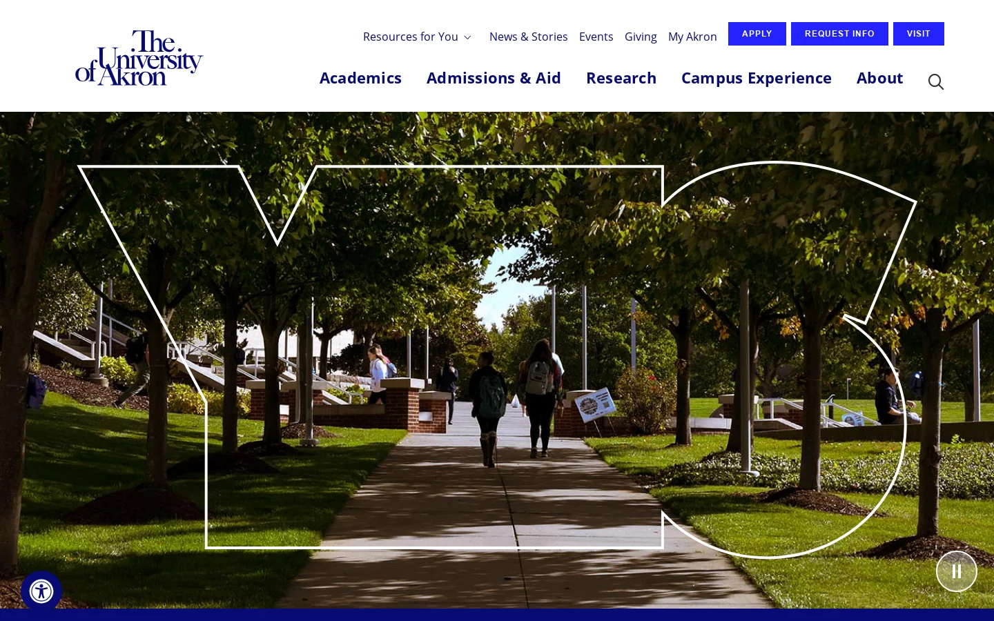 The University Of Akron: The World Needs More Yes. : The University of Akron, Ohio Homepage screenshot