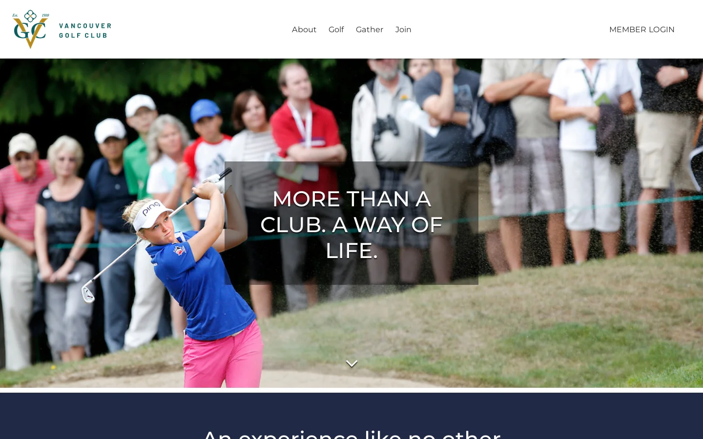 Vancouver Golf Club Homepage screenshot