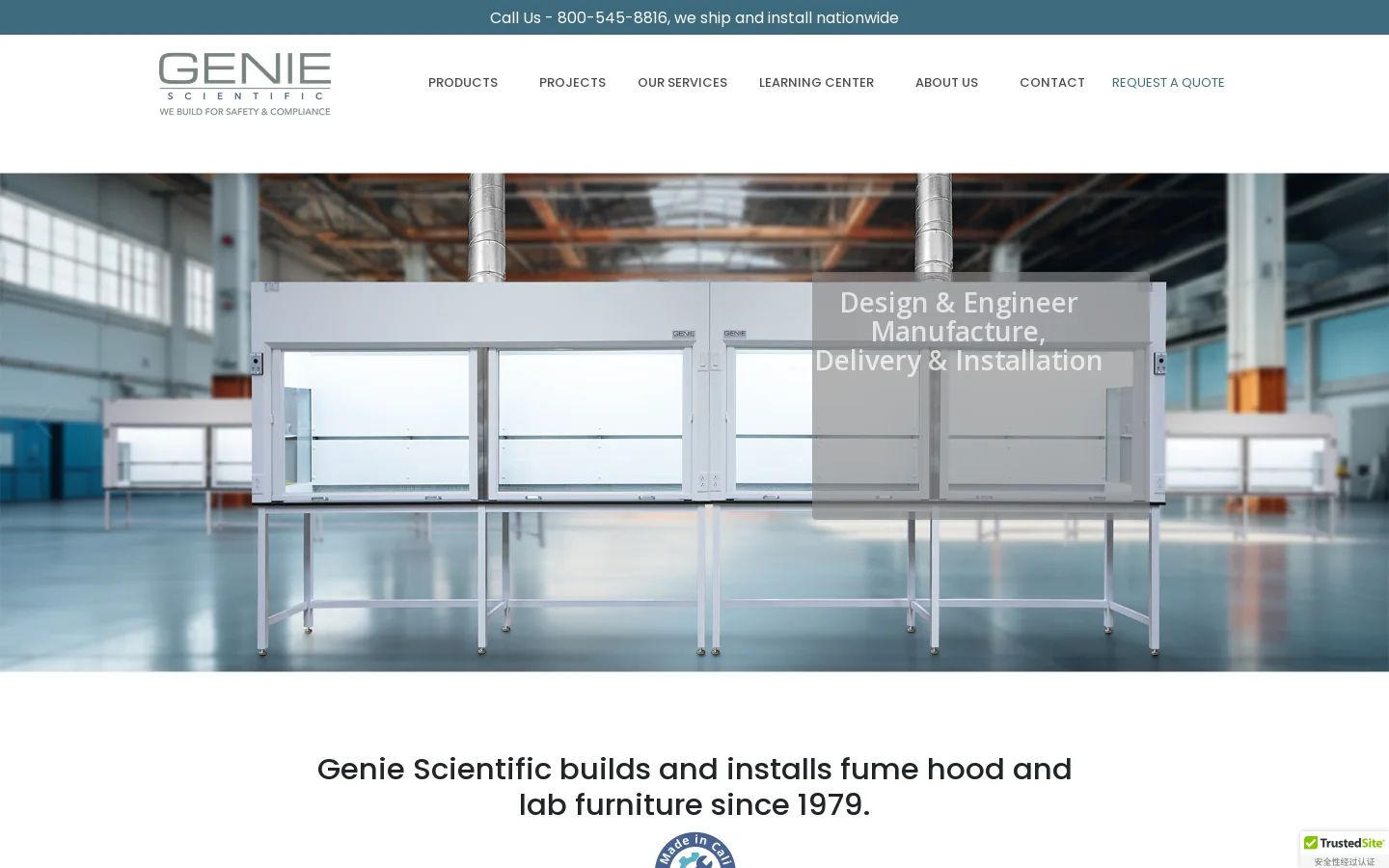 Genie Scientific Homepage screenshot