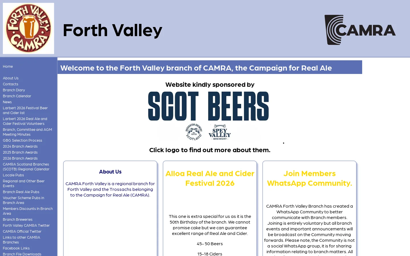 Forth Valley CAMRA Homepage screenshot