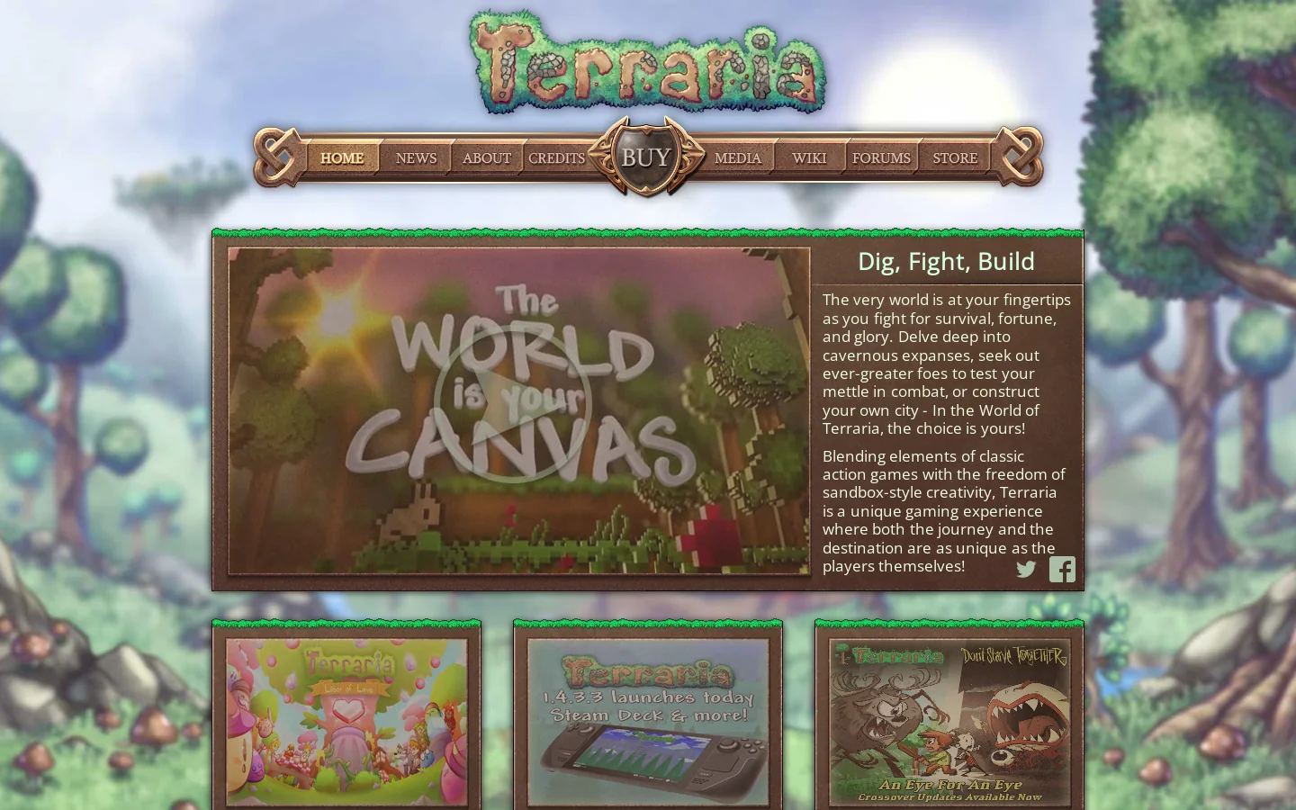 Terraria Homepage screenshot