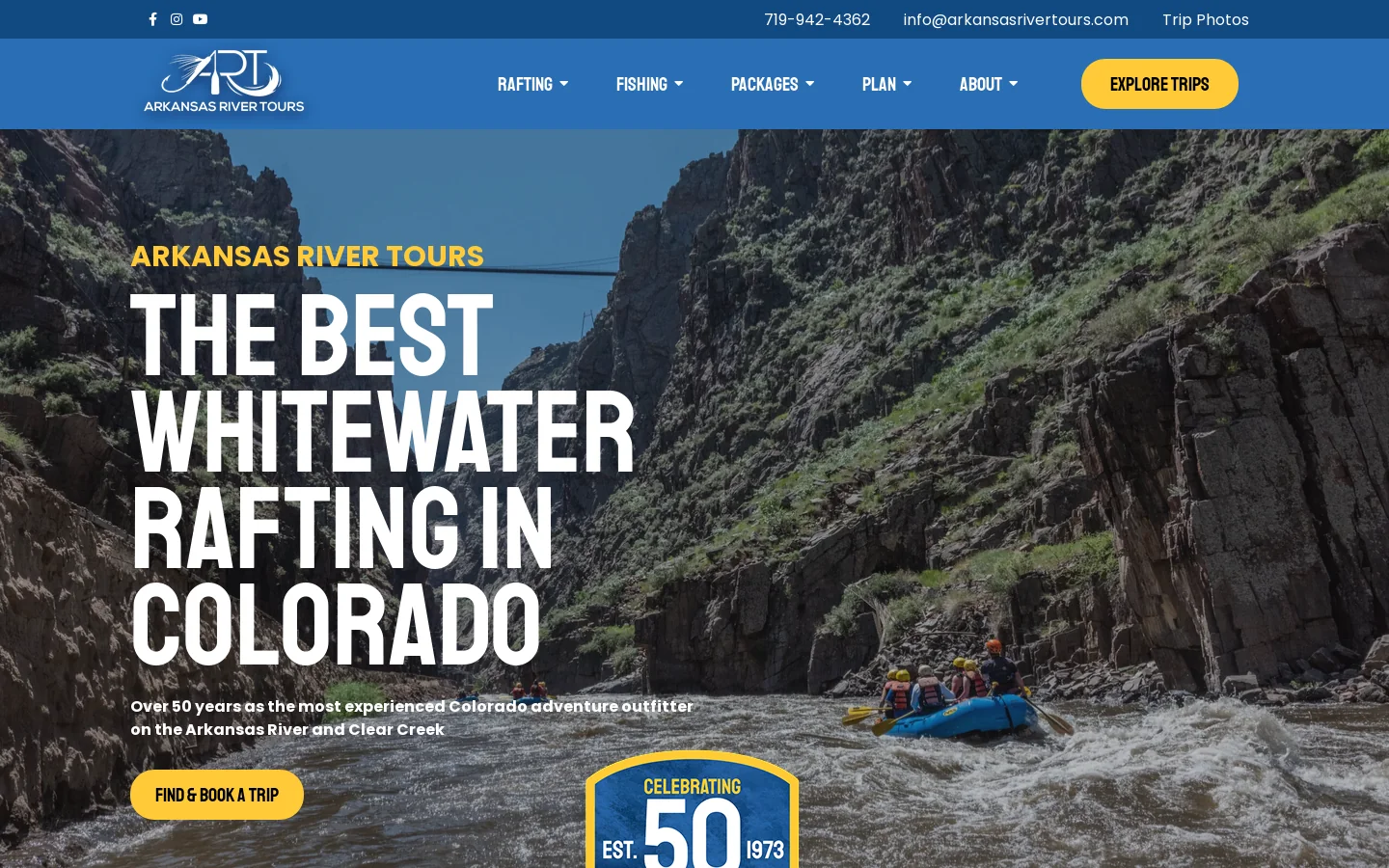 Arkansas River Tours Homepage screenshot