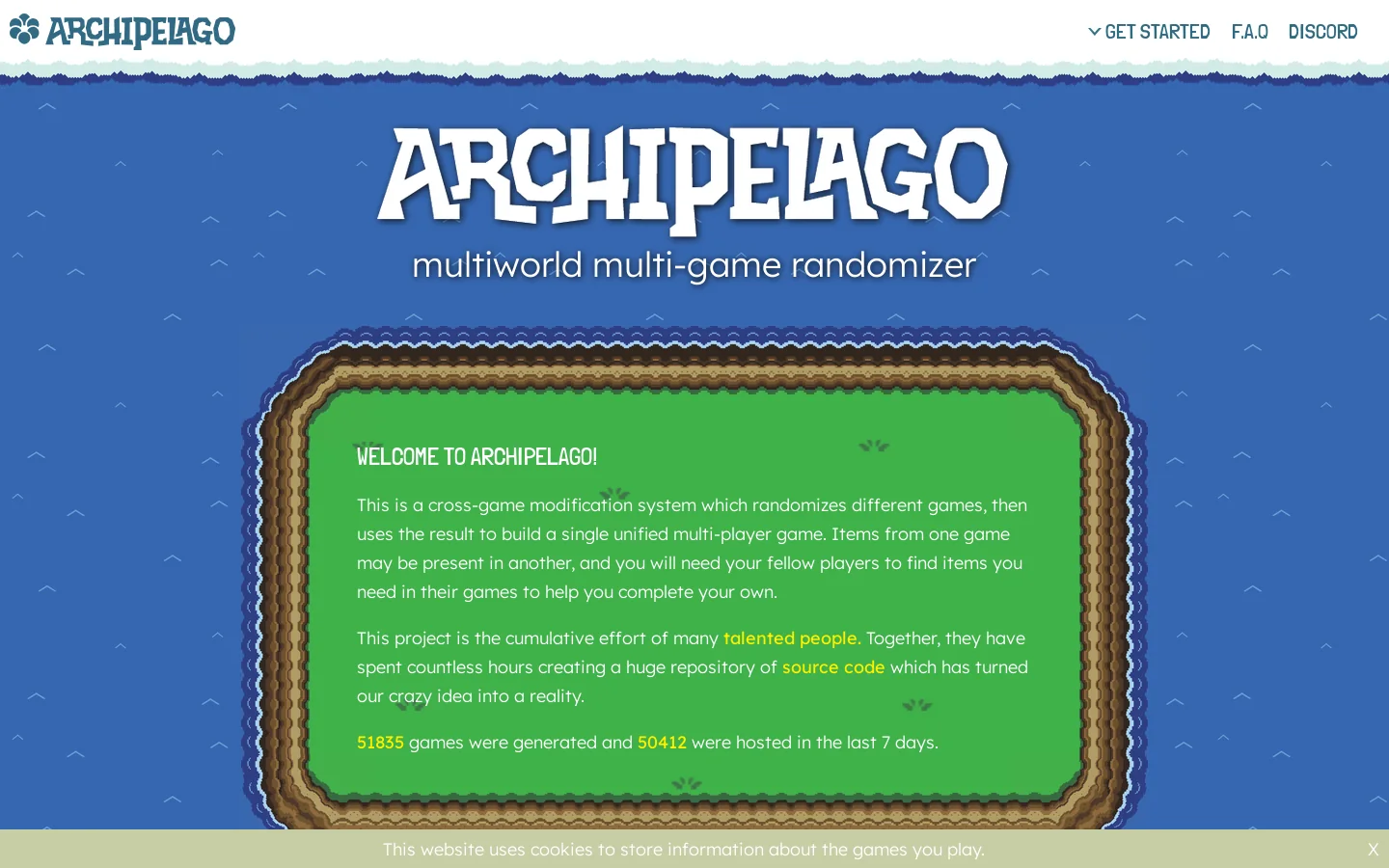 Archipelago Homepage screenshot