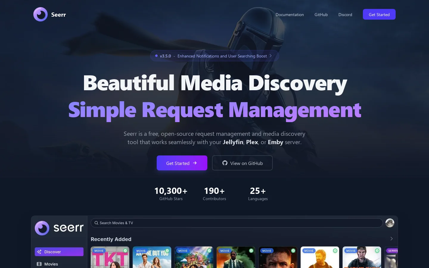 Seerr Homepage screenshot