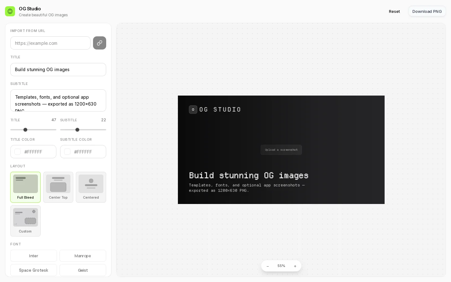 ogimage.website Homepage screenshot