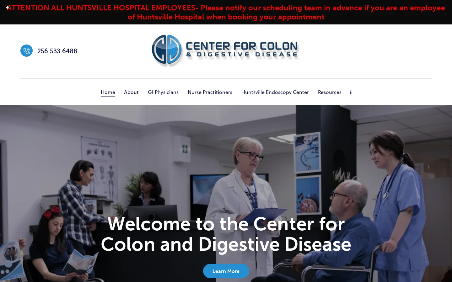 Center For Colon and Digestive Disease Huntsville Madison Alabama Homepage screenshot