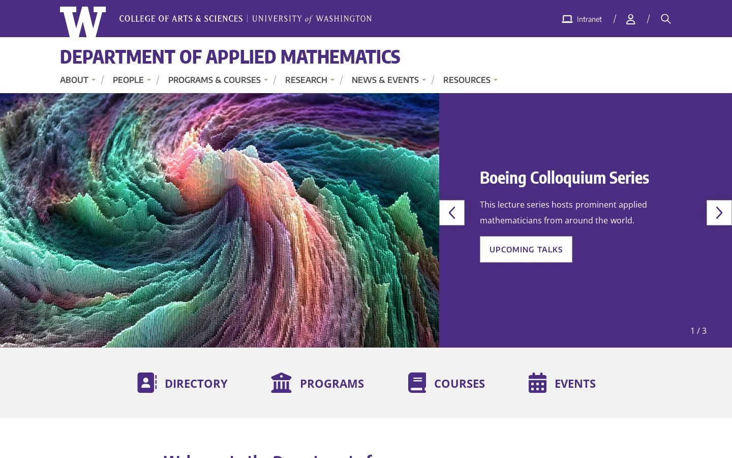 Home | Department of Applied Mathematics | University of Washington Homepage screenshot