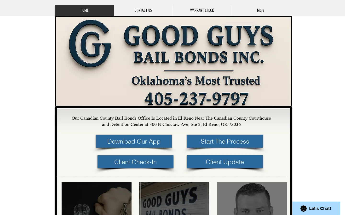 Canadian County Bail Bondsman in El Reno Oklahoma 24 hours Homepage screenshot