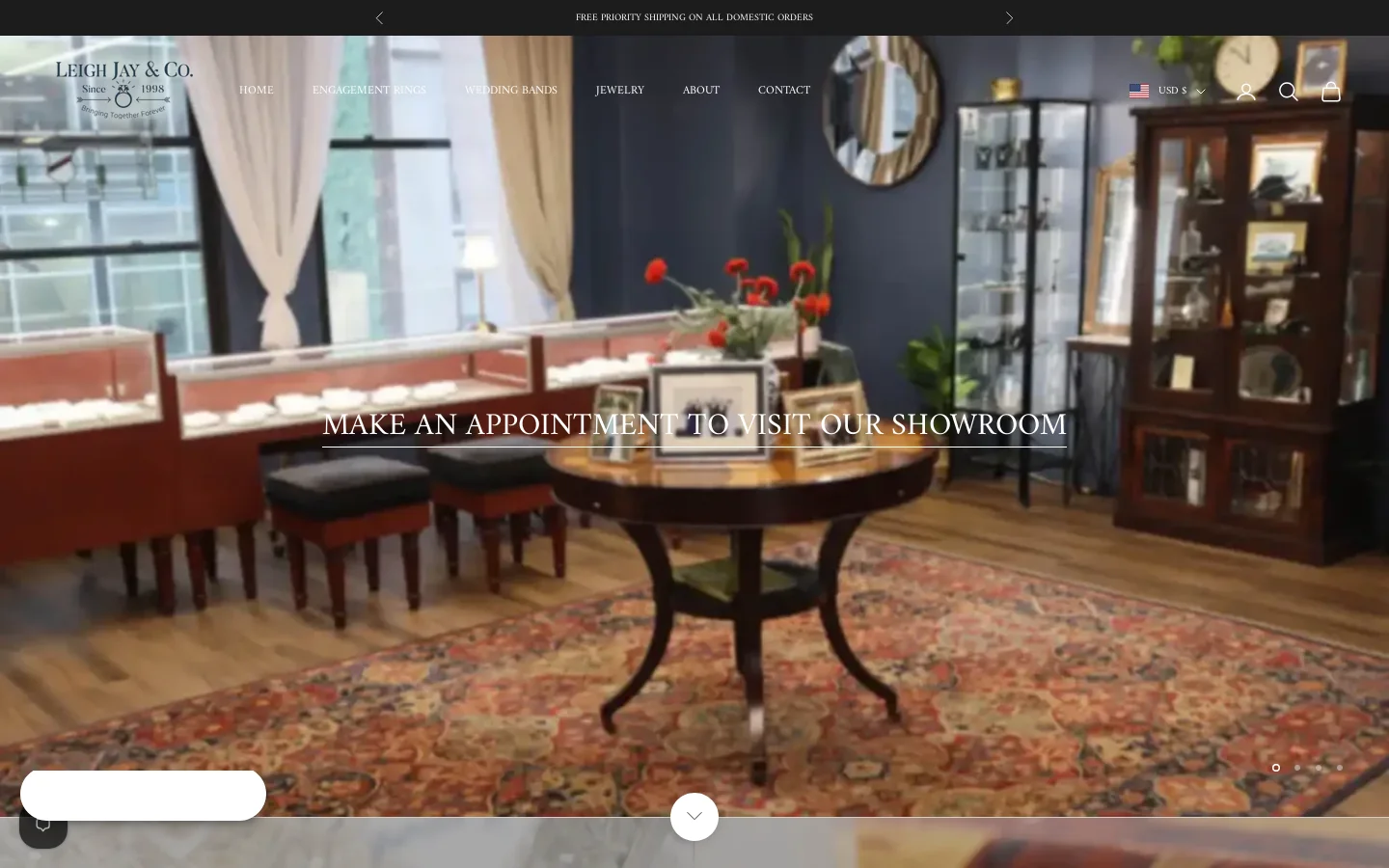 Vintage Engagement Rings & Wedding Bands | Leigh Jay & Co. Homepage screenshot