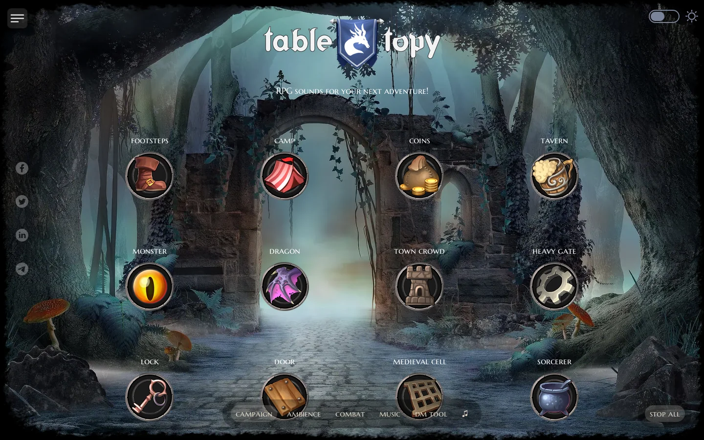 Tabletopy Homepage screenshot