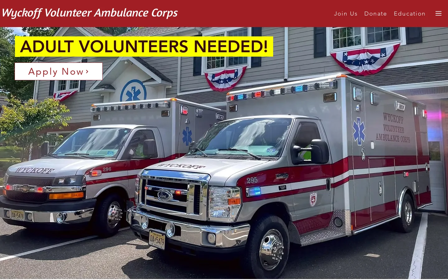 Wyckoff Volunteer Ambulance Corps Homepage screenshot