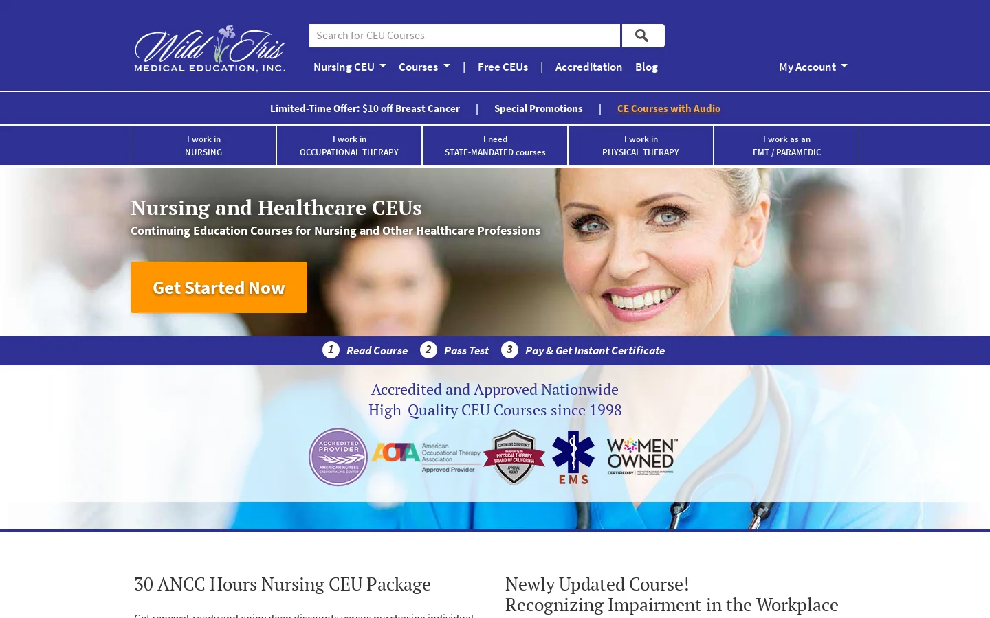 Wild Iris Medical Education Homepage screenshot