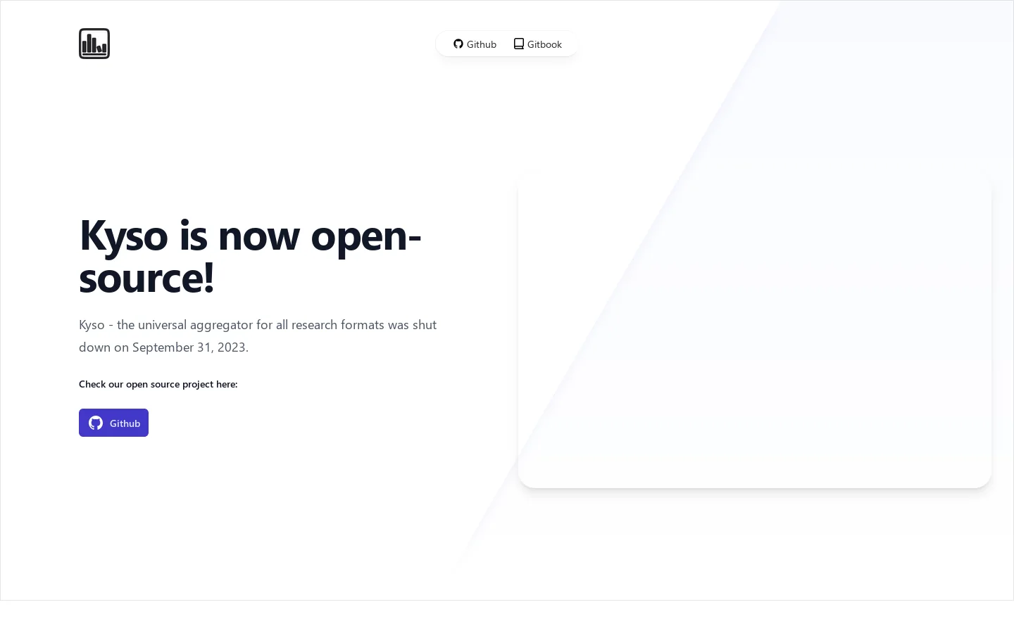 Kyso Homepage screenshot