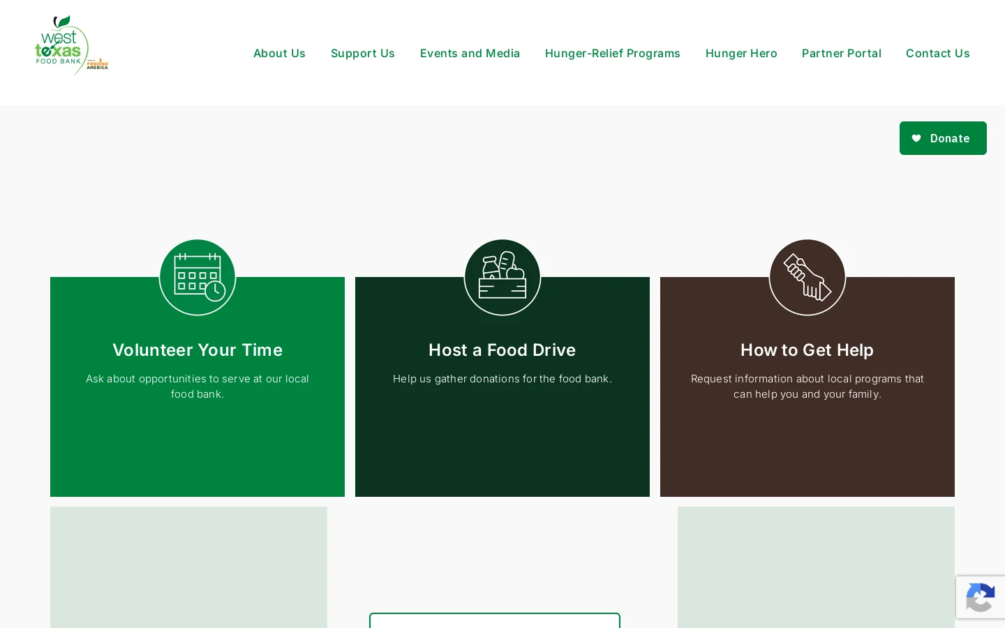 West Texas Food Bank – A West Texas Without Hunger Homepage screenshot