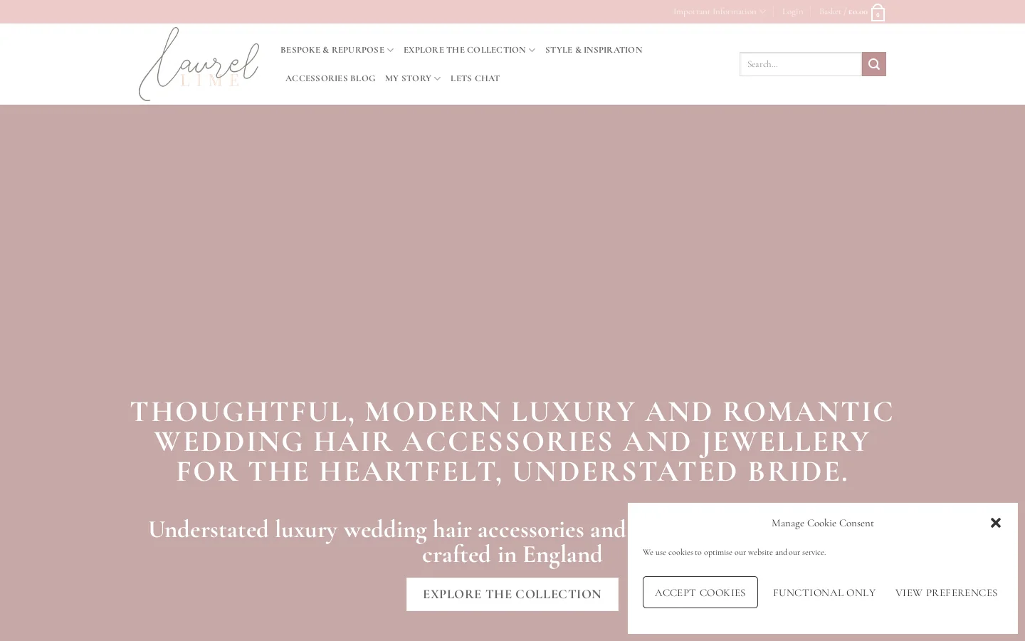 Modern luxury romantic wedding hair accessories Homepage screenshot