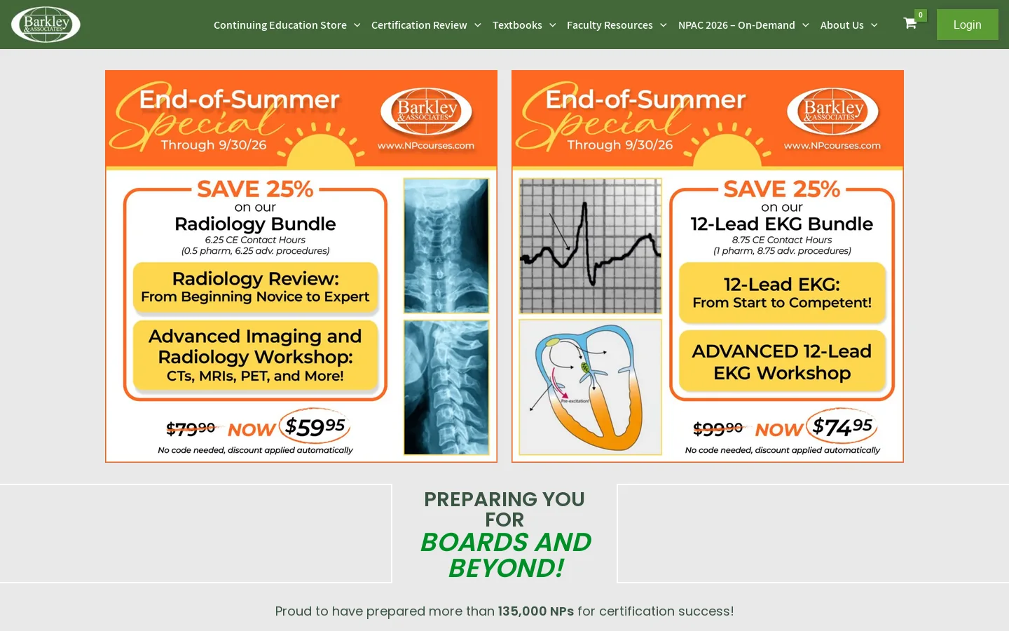 Providing the Nation's Best NP Continuing Education and Certification Review! - Barkley & Associates, Inc. Homepage screenshot