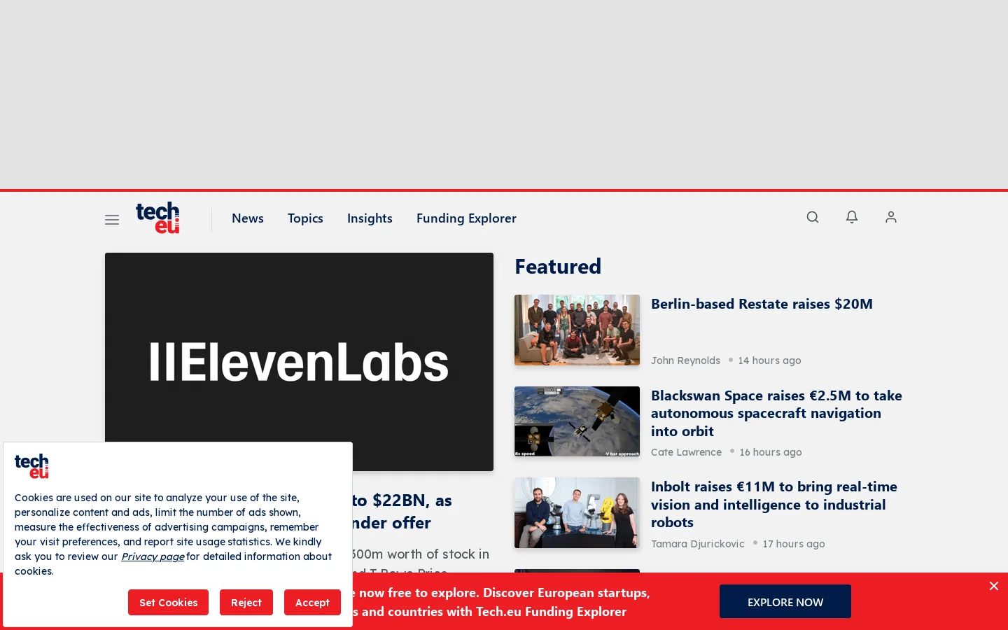 Tech.eu Homepage screenshot