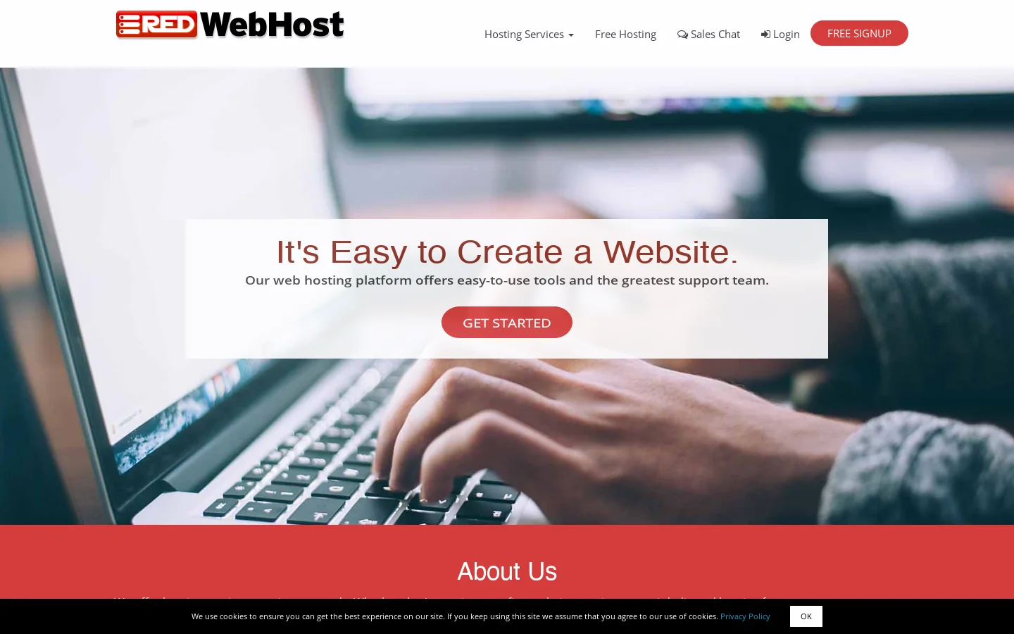 Redwebhost.com Homepage screenshot
