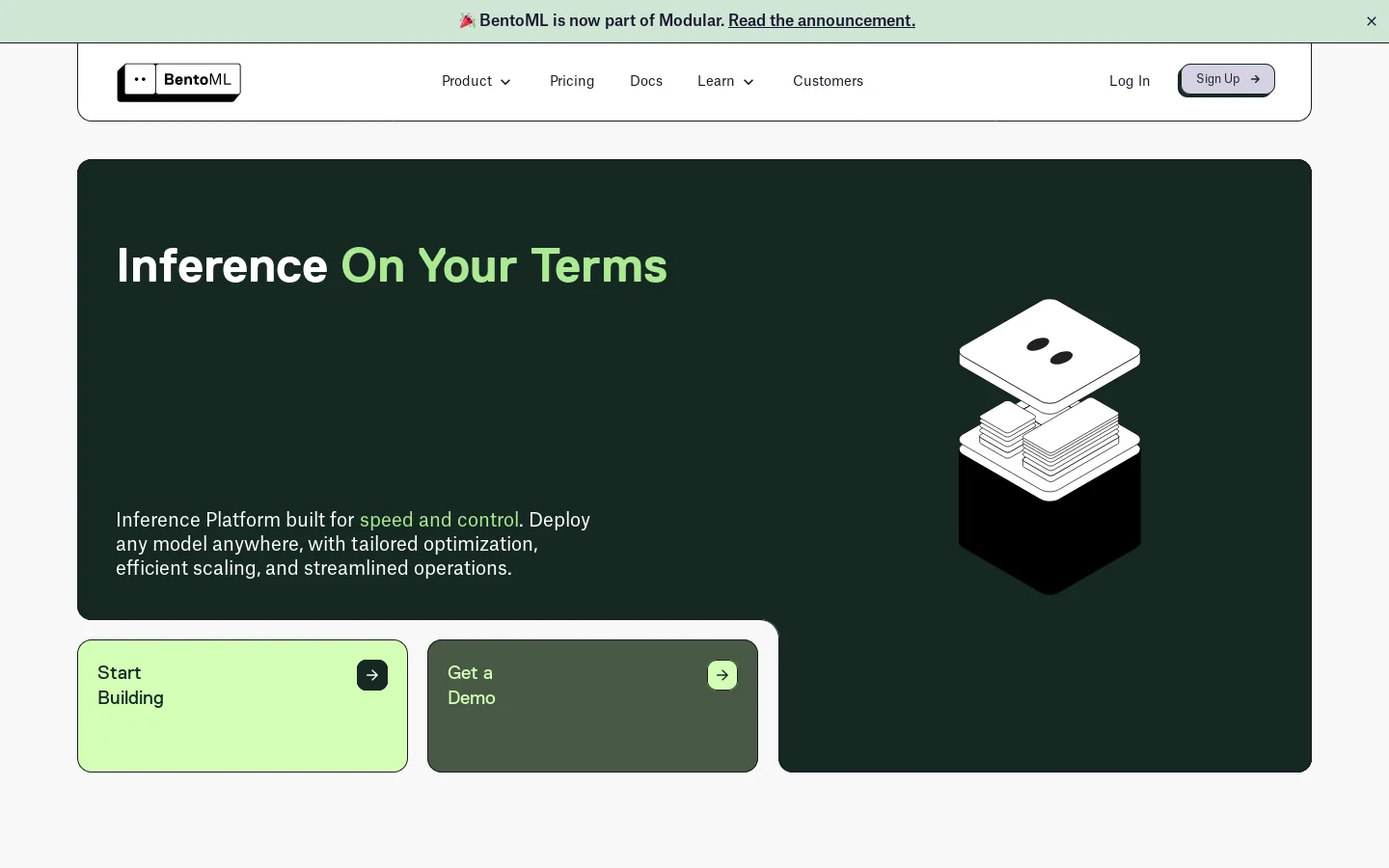 Bento: Run Inference at Scale Homepage screenshot