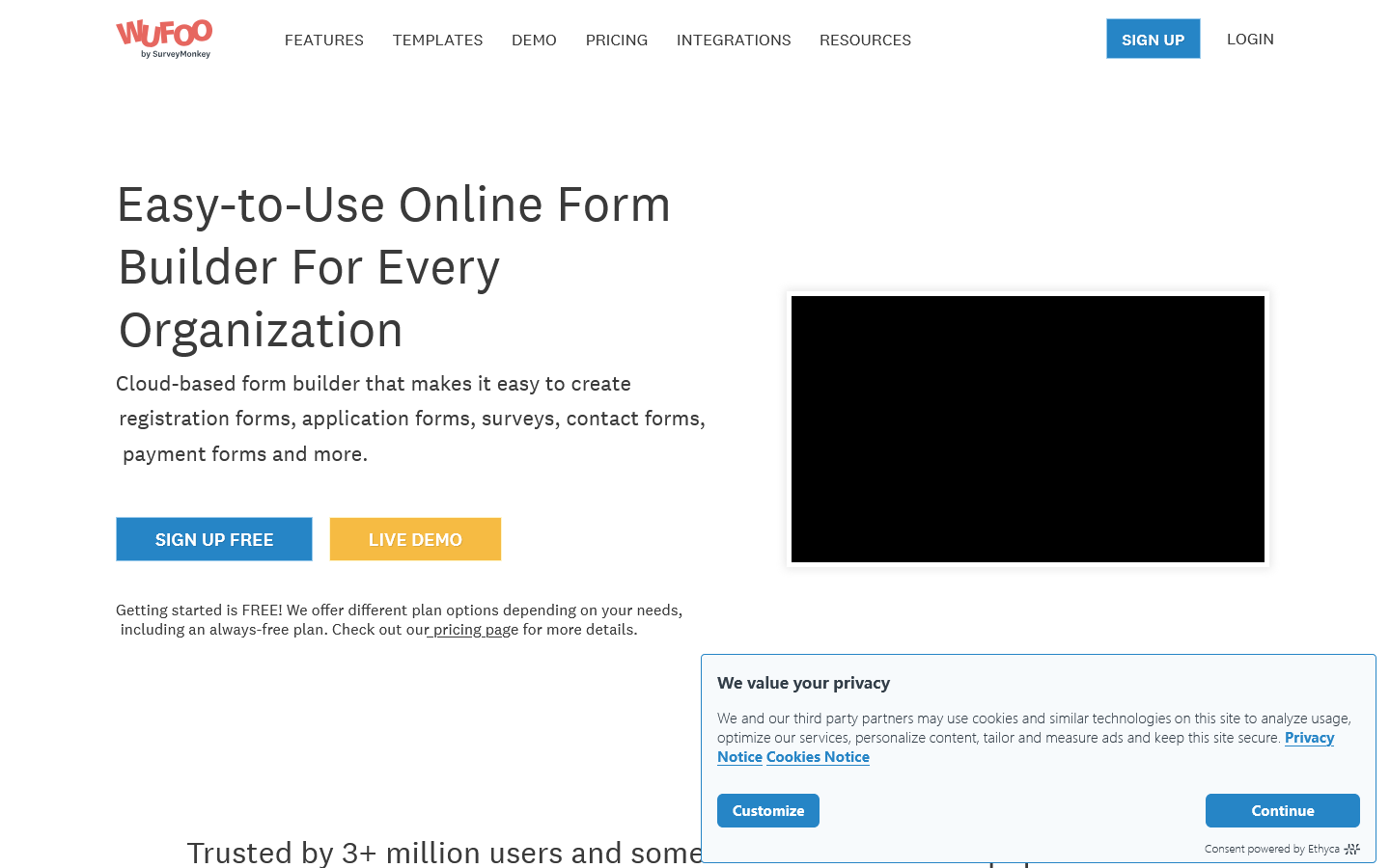 Wufoo Homepage screenshot