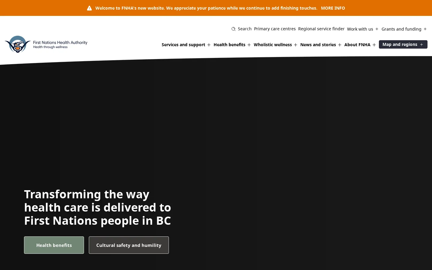 First Nations Health Authority - First Nations Health Authority (FNHA) Homepage screenshot