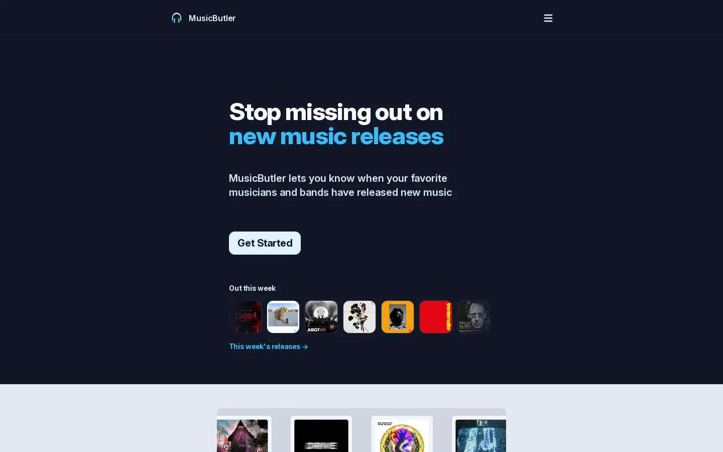 MusicButler Homepage screenshot
