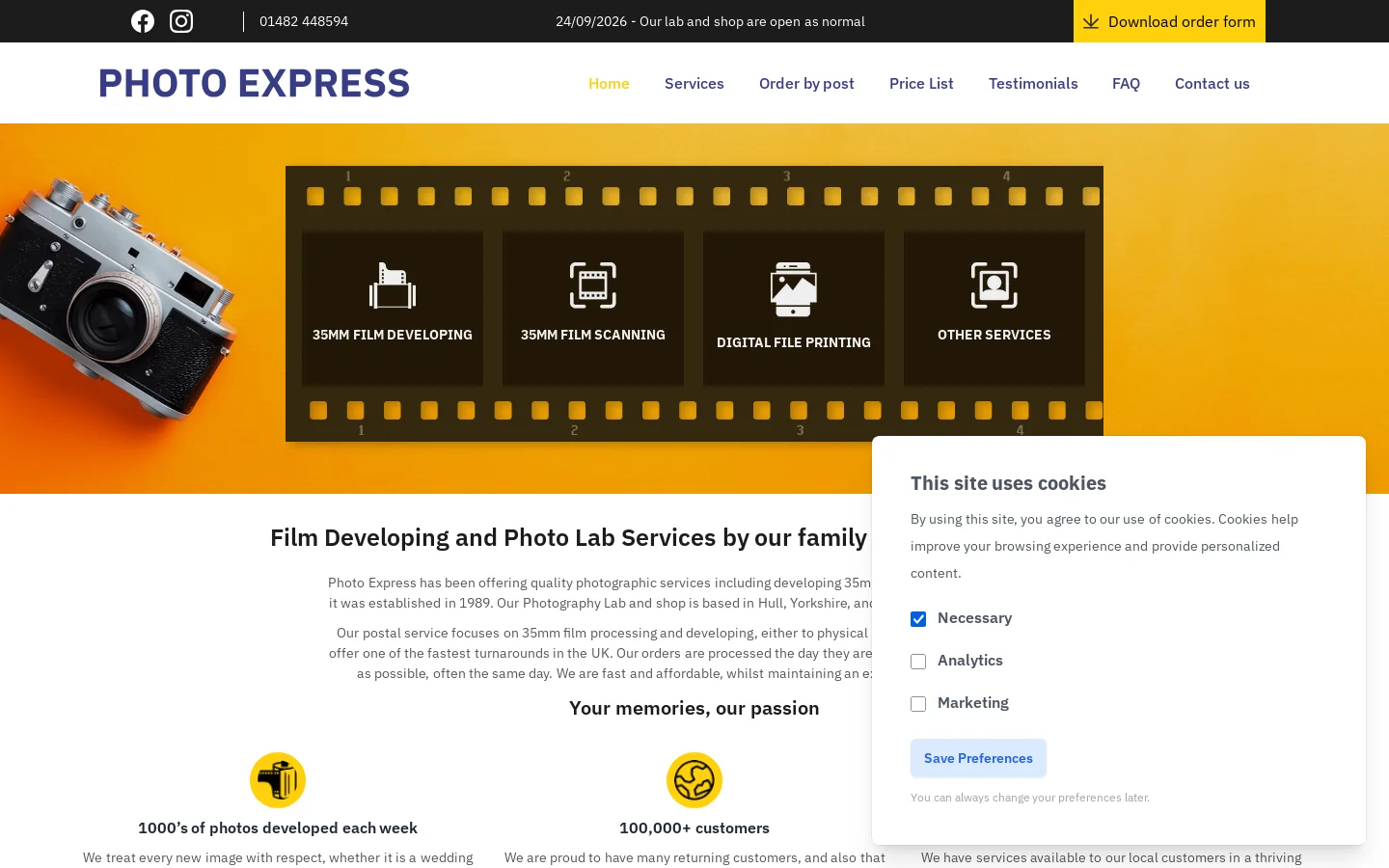 Photo Express Homepage screenshot