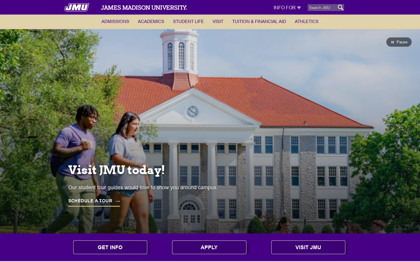 JMU Homepage screenshot