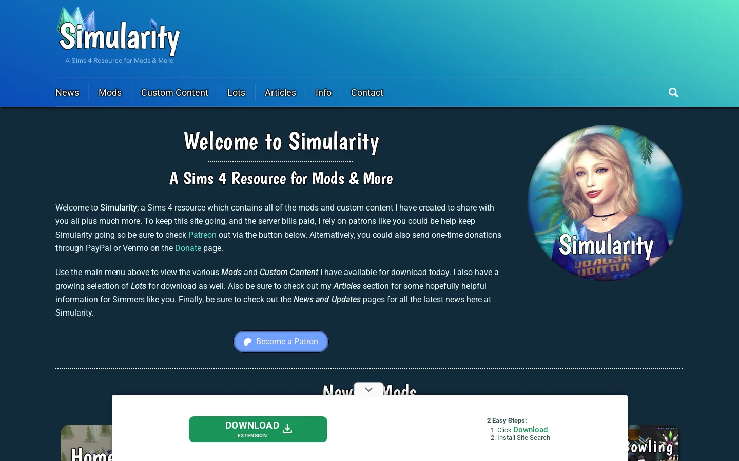 Simularity Homepage screenshot