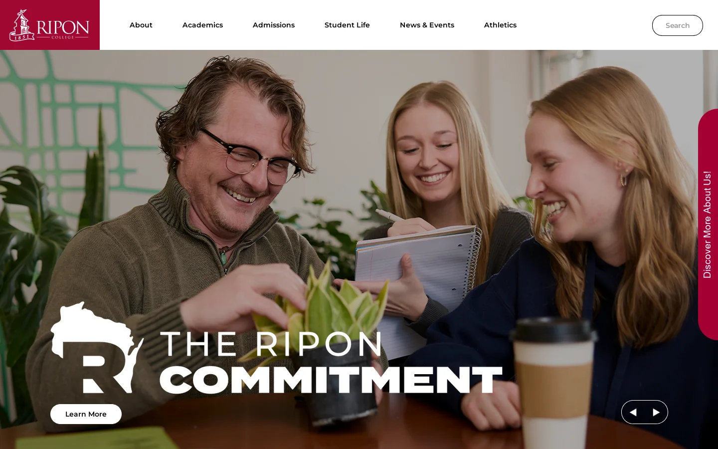 Ripon College Homepage screenshot