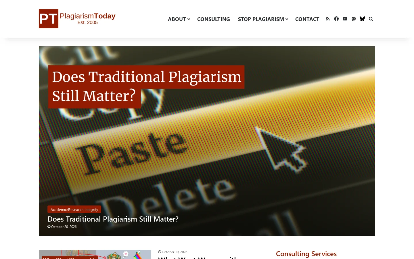 Plagiarism Today Homepage screenshot
