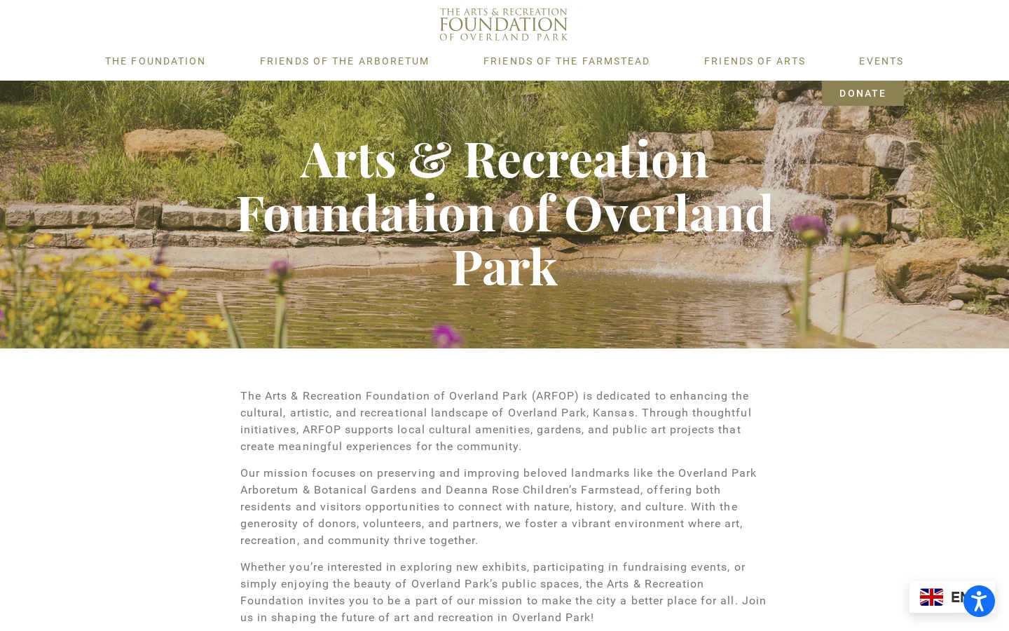 Arts & Recreation Foundation of Overland Park | Supporting Arts, Culture & Parks in Overland Park, KS Homepage screenshot