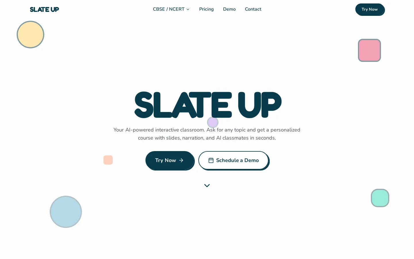 Slate, AI-powered Interactive Classroom Homepage screenshot