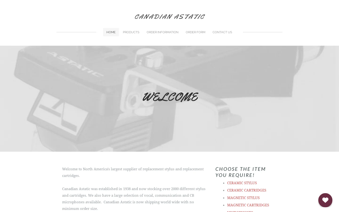 Canadian Astatic Homepage screenshot