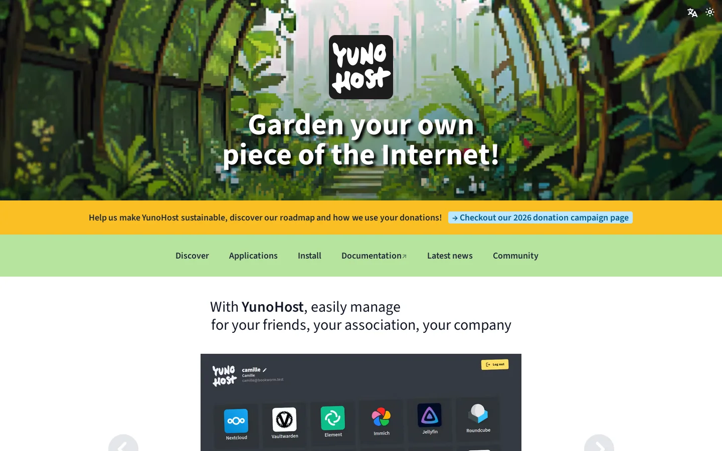 YunoHost Homepage screenshot