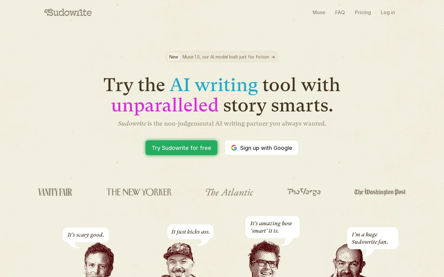 Sudowrite Homepage screenshot